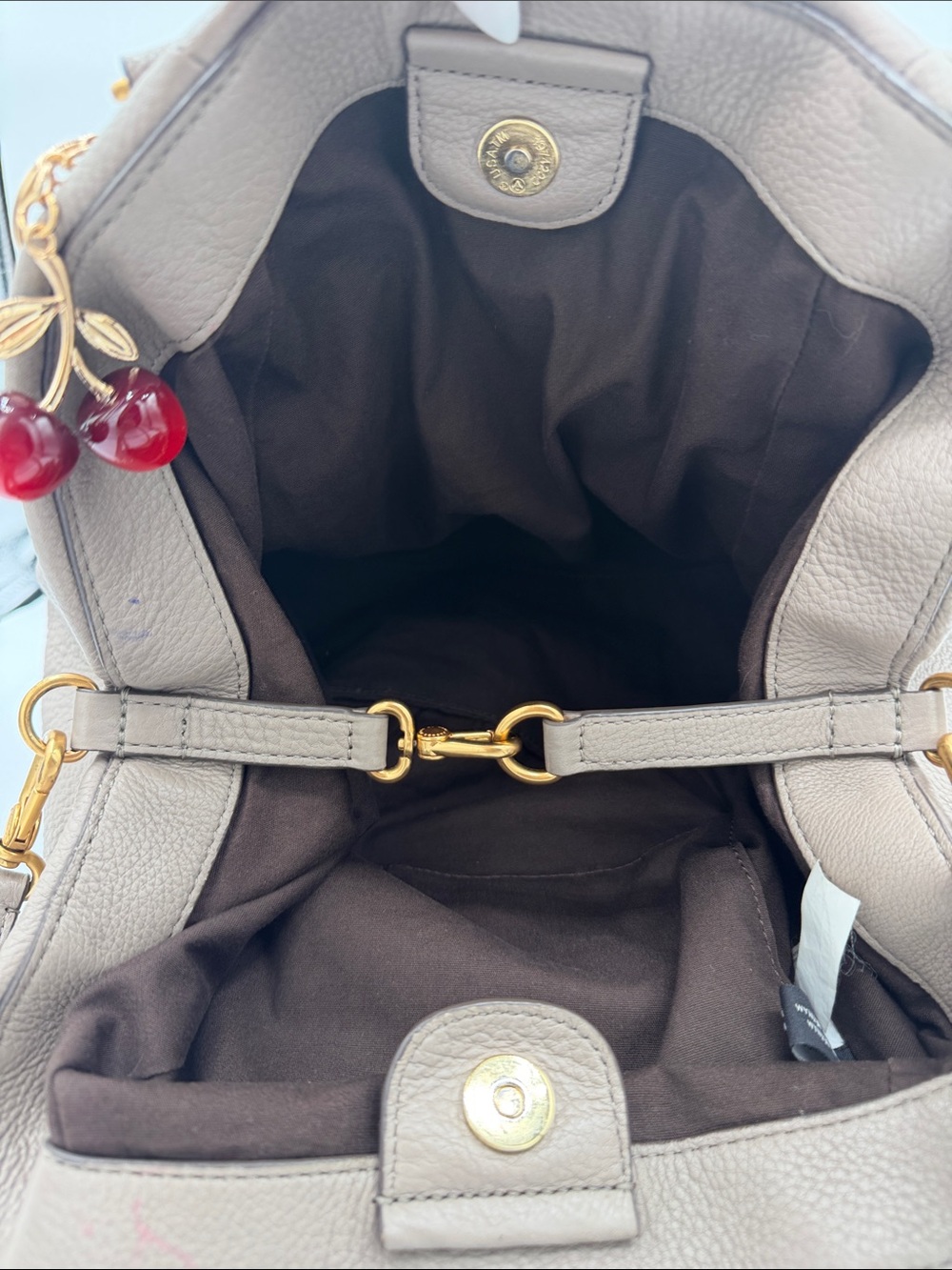 Marc by Marc Jacobs Leather Shoulder Hobo Bag Taupe - Picture 9 of 9